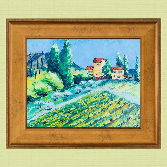 Vignoble Peinture Paysage Art original Arbre Toile Cave Peinture Raisins