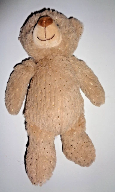 Jb3 / Doudou Peluche Ours Damart Beige Marron Paillette Or  28 Cm Kom 9