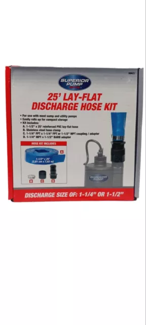 Superior Pump 1-1/2 In. Dia. x 25 Ft. L Lay-Flat Discharge Sump Pump Hose Kit