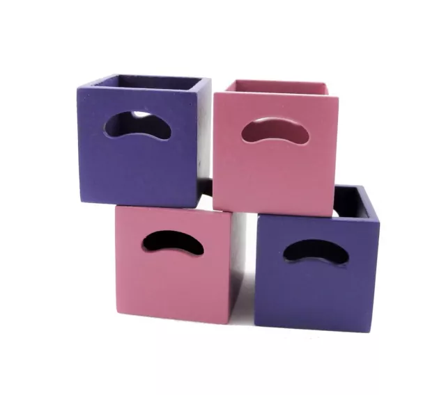 Maison de Poupées 4 Moderne Violet & Rose Cube Rangement Boîtes Miniature 1:12