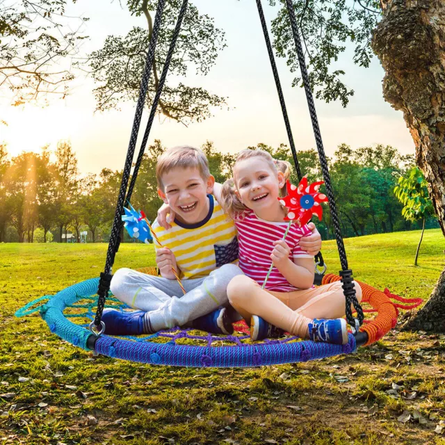 100cm Saucer Tree Swing Set Round Web Net Adjustable for Children Playground