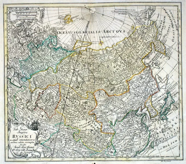RUSSLAND Landkarte Kupferstich von Euler 1760 ORIGINAL