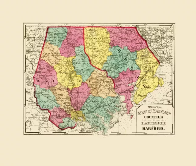 Baltimore Harford Counties Maryland - Stedman 1873 - 23.00 x 27.13