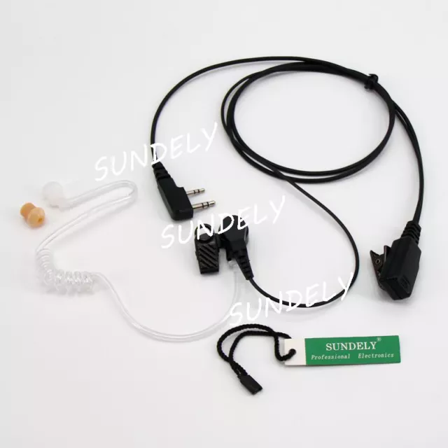 Earpiece Headset MITEX Radio Security WITH MIC & PTT 2 WIRE ACOUSTIC TUBE KIT