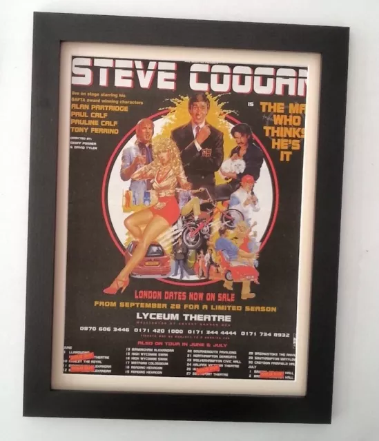 STEVE COOGAN*UK Tour*1998*ORIGINAL*POSTER*AD*FRAMED*FAST WORLD SHIP