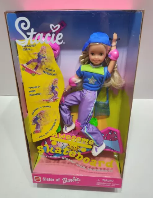 Vintage Awesome Skateboard Stacie Sister of Barbie Doll #24644 1999 Mattel NRFB