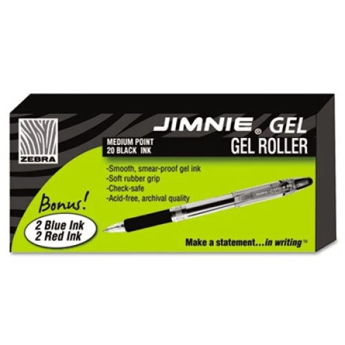 Jimnie Roller Ball Stick Gel Pen, Black Ink, Medium, Dozen. Best Price