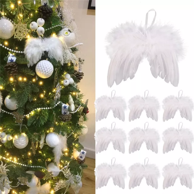 1-10pc Angel Wings Feather Wings Pendant Christmas Tree Baby Christening Decor