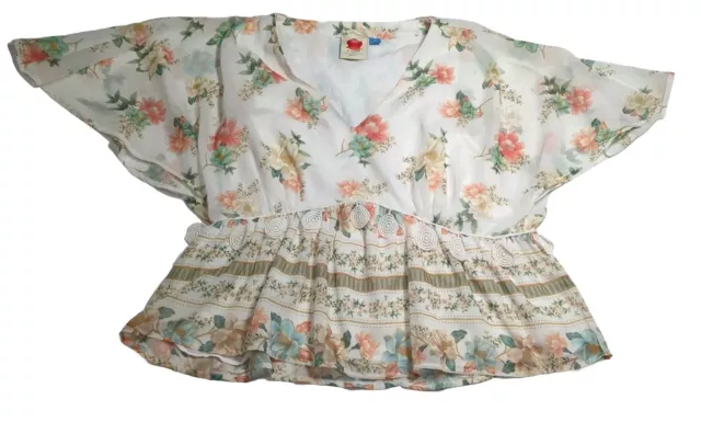 Anthropologie Farm Rio Hestia Top Floral Print Blouse Size Medium