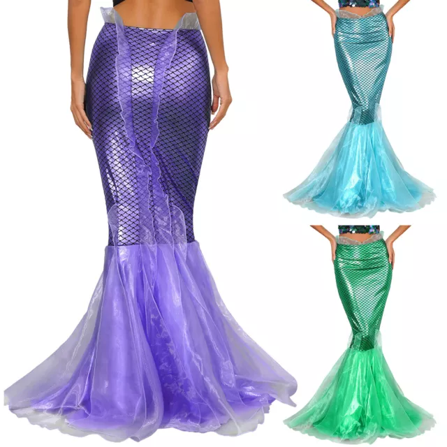 DE Damen Metallic Shiny Rock Mermaid Party Halloween Karneval Fasching Kostüm 2