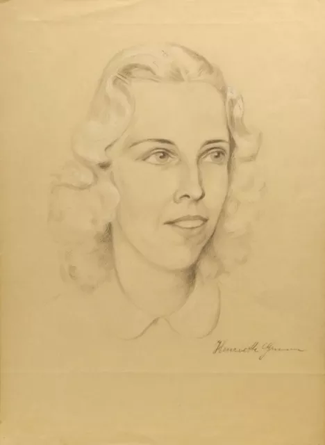 "Frau mit blondem Haar  Portrait"Handz. sign. Henriette Grimm(1894-1965) 2