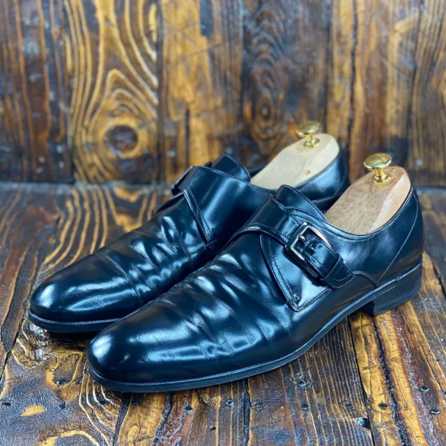 Salvatore Ferragamo Modungo Calfskin Single Monk Strap Black Shoe Men Size 11.5D