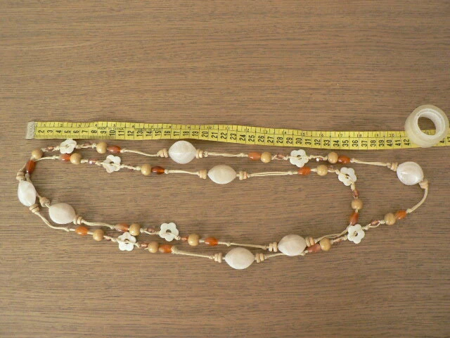 Collier Sautoir Perles Nacrées - Bijou Vintage Fantaisie - Occasion