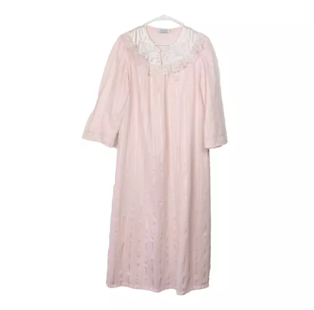 Vintage Stardust Floral Lace Pink Fleece Nightgown Made in USA Small