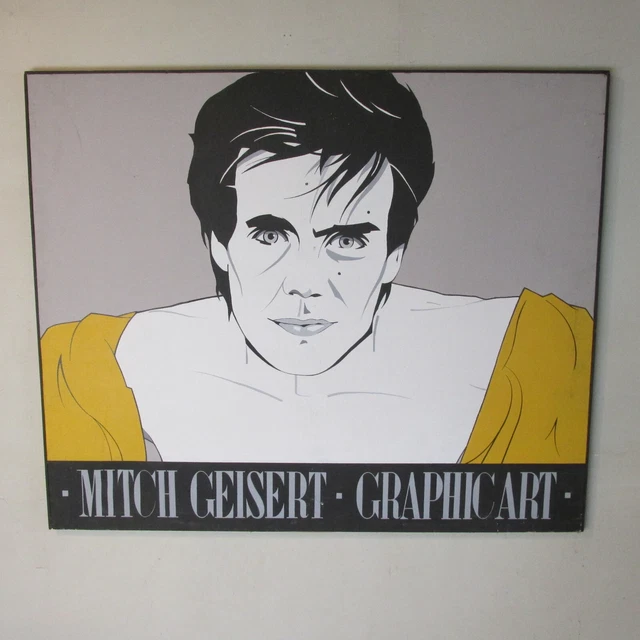 Large Vintage 1980s Oil On Canvas Painting In The Style Of Patrick Nagel 48'' L