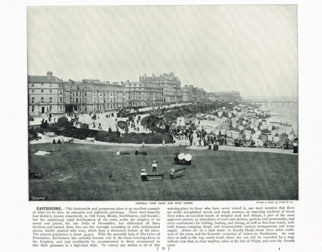 Eastbourne Town Beach Promenade From Wish Tower Sussex Antique Print 1895 RTC#73