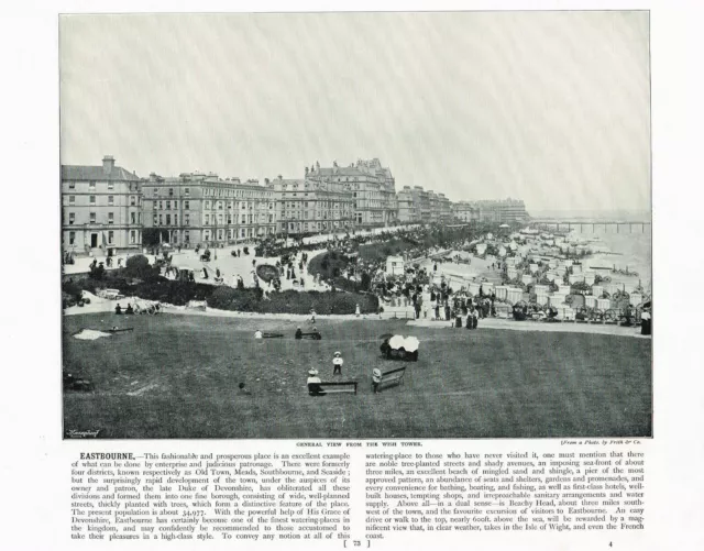 Eastbourne Town Beach Promenade From Wish Tower Sussex Antique Print 1895 RTC#73