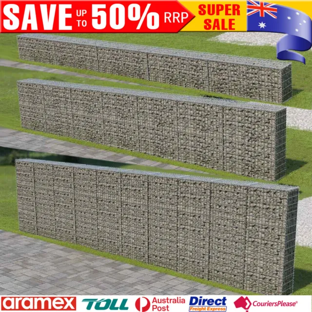 Gabion Wall Fence Stone Basket Cage Wire Mesh Planter Border Galvanised Steel