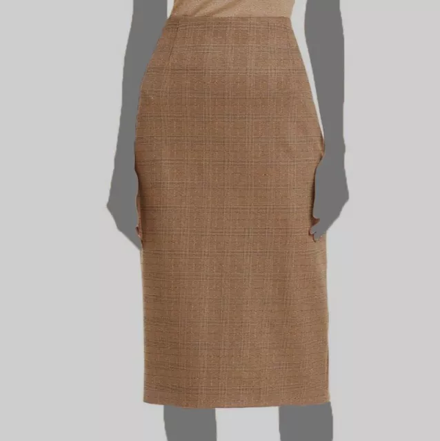 $278 Boss BY Hugo Boss Women's Beige Vericana Plaid Pencil Skirt Size 10