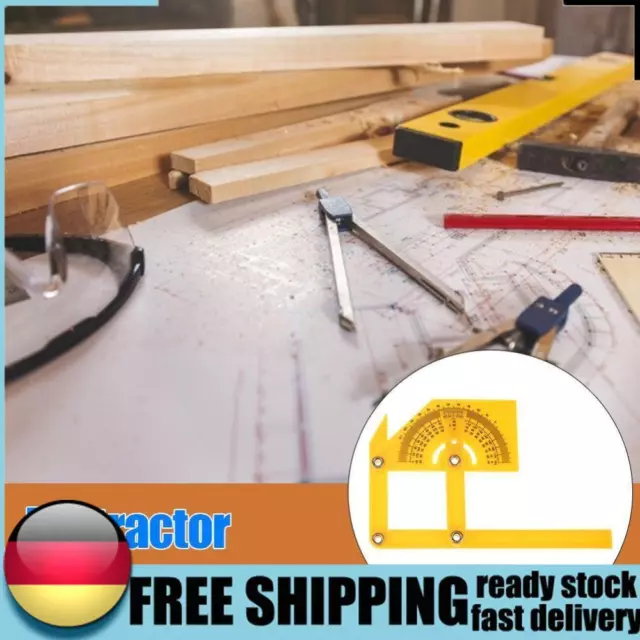 Plastic Protractor Durable Arm Measuring Ruler for Carpenter Tool Woodworking DE