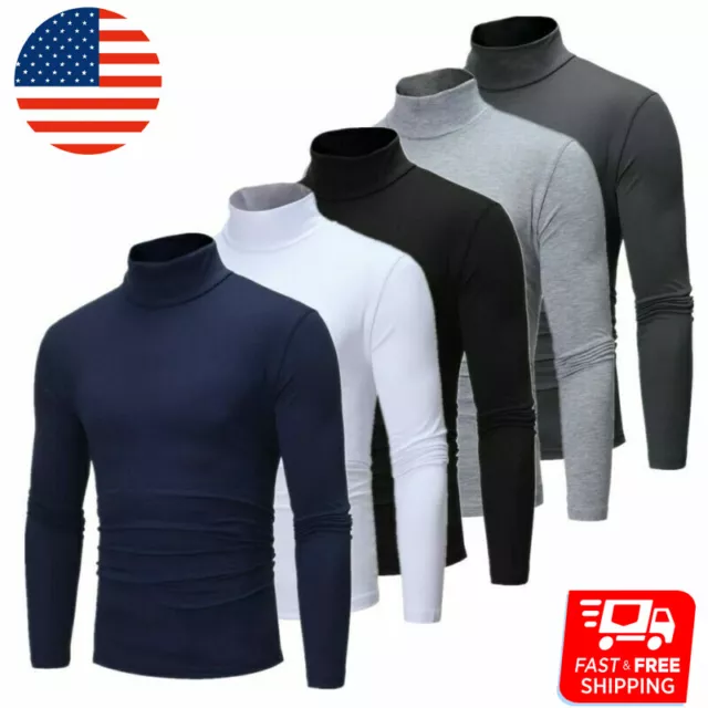 Pull À Col Roulé Pour Hommes Manches Longues Chaud Décontracté Coupe Ajustée R