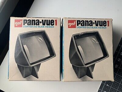 GAF Pana-Vue 1 lote de 2 visor de diapositivas de película manual de 35 mm no probado como está