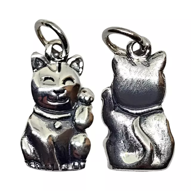 Ciondolo gatto portafortuna in argento sterling 925, piccoli e divertenti...