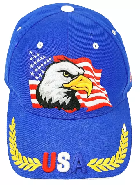 American Flag USA Bald Eagle Patriotic Hat Baseball Cap Embroidered Eagle & Flag