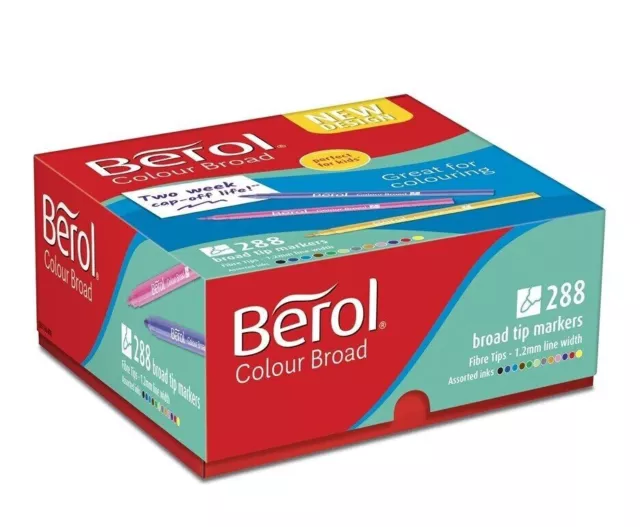 5 Pack Colour Berol Fine/Broad Nib Washable Felt Tip Pens (Unboxed) 2