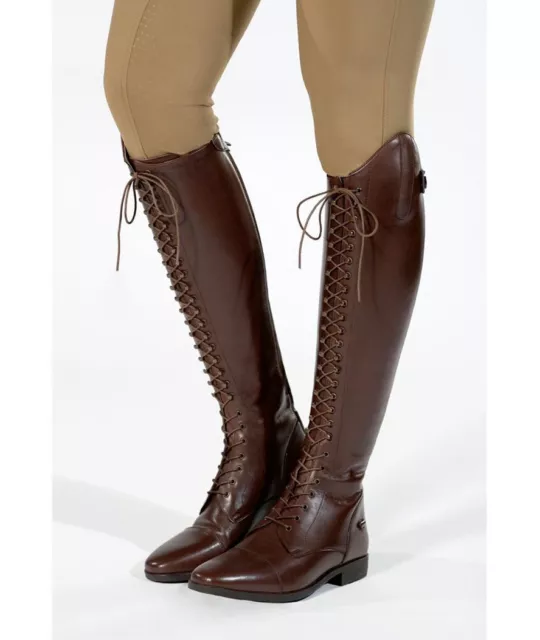 Bottes standard en cuir modèle Elegance Lace avec lacets et fermeture éclair HKM