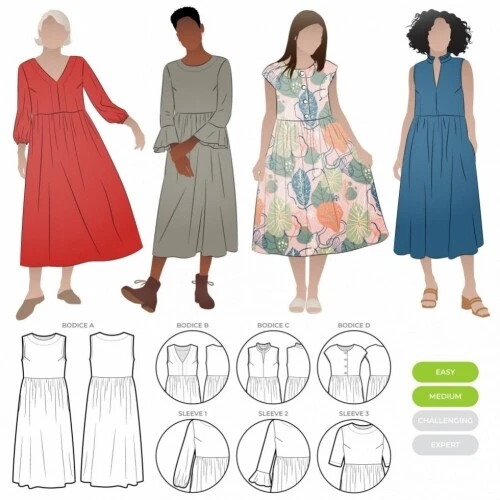 Style Arc Sewing Pattern Montana Dress Extension Pack Dresses Sizes 18-30