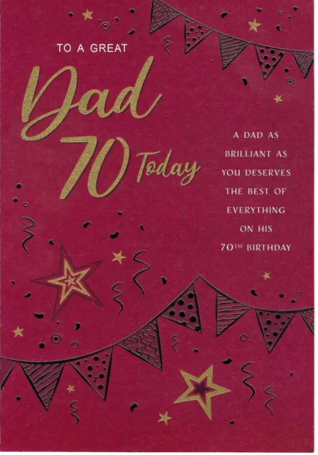 Dad 70Th Birthday Greeting Card 9"X6" Traditional, Nice Verse