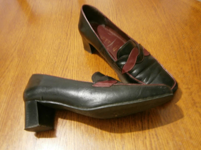 chaussures ESCARPINS FEMME POINTURE 38 MARQUE ZINETTI NOIRES ET BORDEAUX EN CUIR