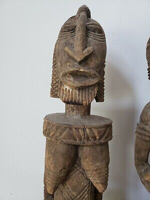 Antique Rare Lot Of 2 African Wood Carved Tribal Sculptures Art Artifacts Figure 2
