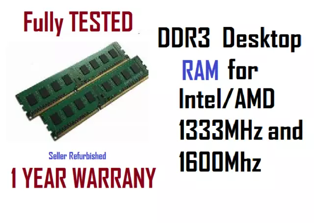 4GB DDR3 DESKTOP RAM Memory PC3 PC3L 1600 1333 DIMM 12800 10600 Various Brands