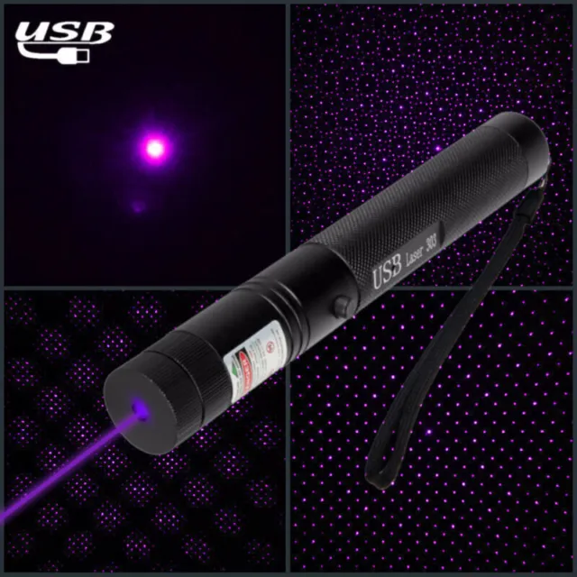405nm Lila Laserpointer Beam Leistungsstarkes Lazer Light USB wiederaufladbar DE