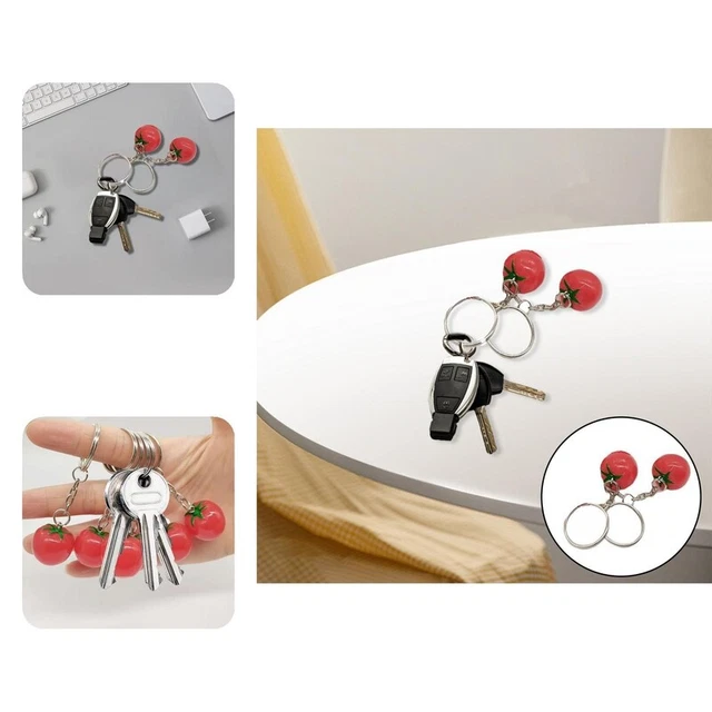 2 piezas llaveros pulido regalo para dar adorables colgantes de llaves de tomate color vivo