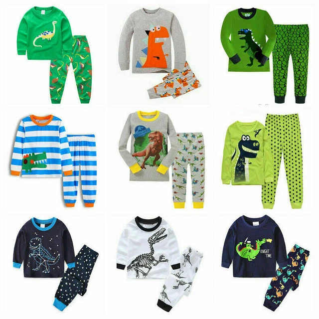 Dinosaur Boys Kids Pyjamas Pj's Nightgown Nightwear Sleepwear Homewear Age 1-7Y