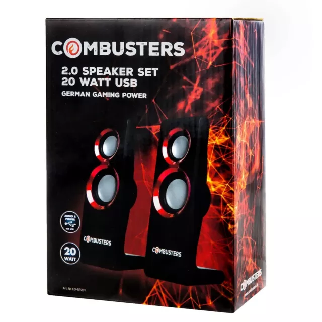 USB Design Lautsprecher Box Boxen Pc Computer Laptop schwarz rot Gamer Gaming 3