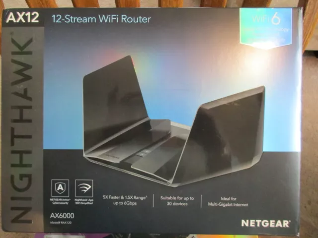 NETGEAR Nighthawk WiFi 6 Router RAX120  AX6000 12 Stream 
