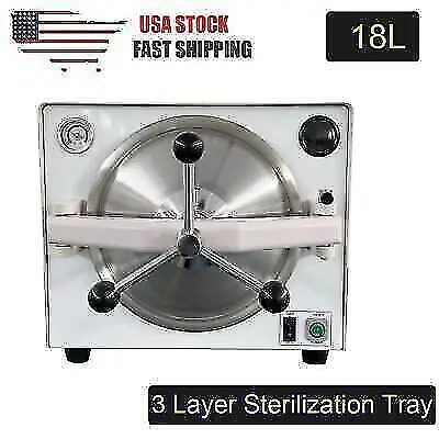 Medical Dental Steam Sterilizer 18L 900W Autoclave CE Certified 110V Lab