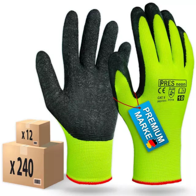 ⭐12 bis 240 Paar Robuste Arbeitshandschuhe Herren Garten Montagehandschuhe Latex