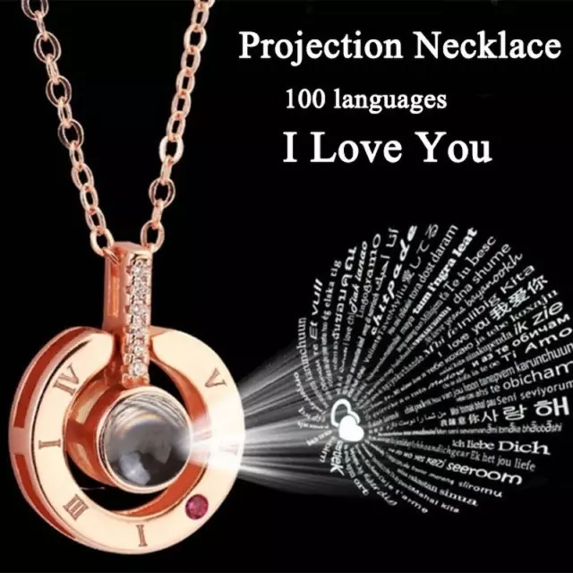 I LOVE YOU in 100 languages Pendant Necklace Romantic Day Valentine's Day gifts