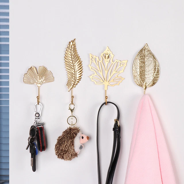 Home Decoration Leaf Shape Wrought Iron Hook Wall Hanger Hanging Storage Rack