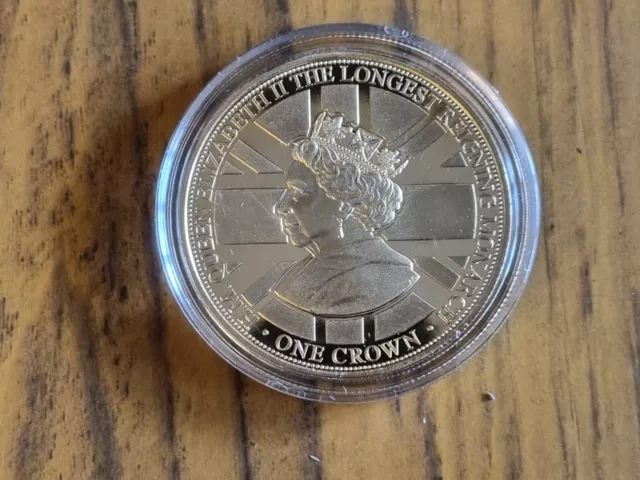 2015 Gibraltar One Crown coin : Elizabeth II Longest Reigning Monarch