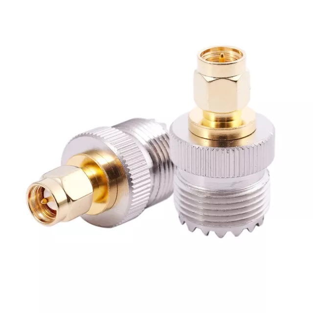 2x SMA Male to UHF Female SO239 SO-239  Plug  Adapter Connect PL-259 Gold H9I3 2