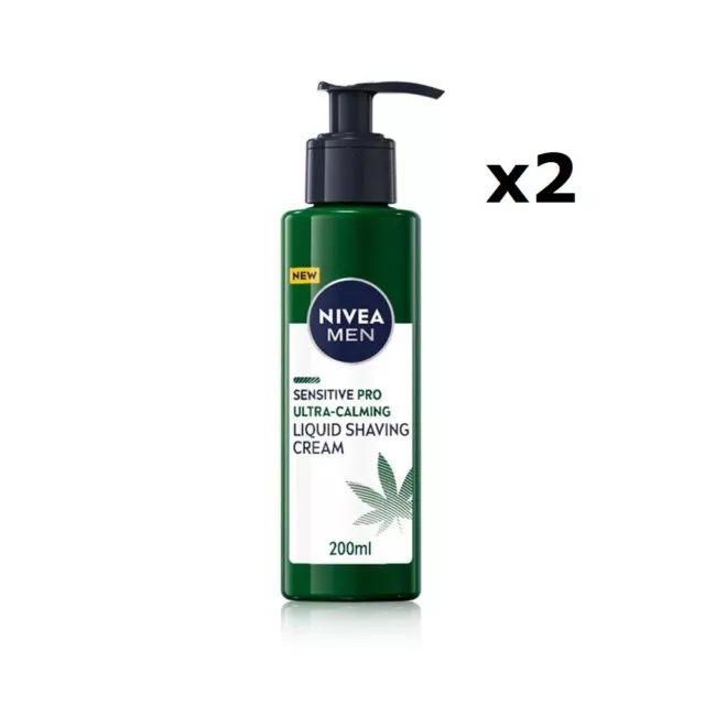 Crema de afeitar líquida ultra calmante NIVEA MEN Sensitive Pro 2 x 200 ml/100% planta
