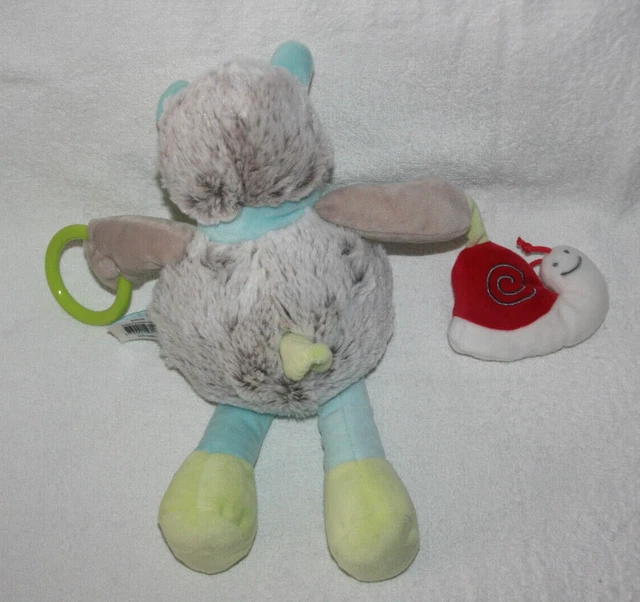 Babynat Doudou Peluche Herisson Gaston Pantin Activites Grelot Anneau Pouet Kom9 3