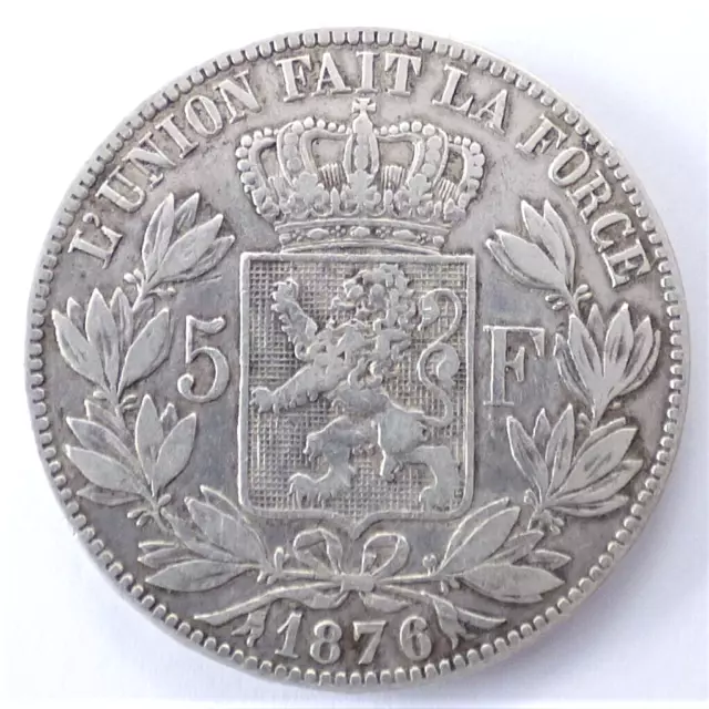 5 Francs, Leopold II, Silber, 1876, Belgien (07_15)