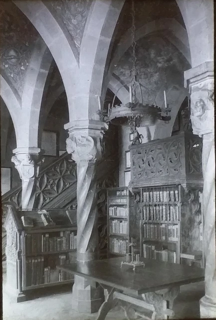 Library, Burg Kreuzenstein Castle, Austria, Magic Lantern Glass Photo Slide